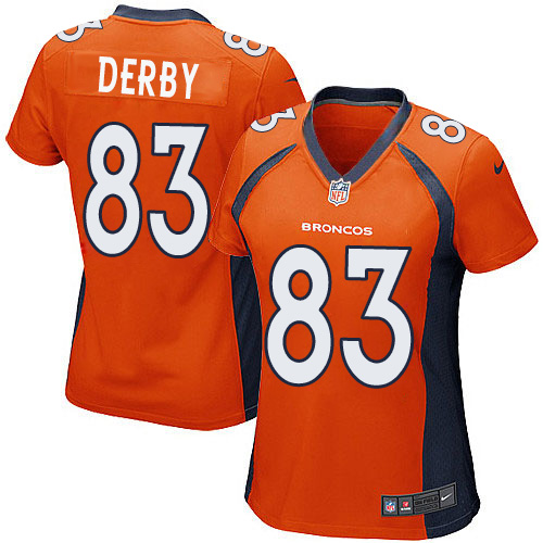 Women's Nike Denver Broncos #83 A.J. Derby Game Orange Team Color NFL Jersey