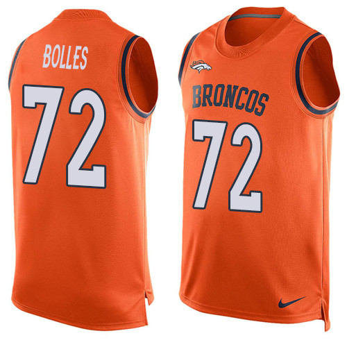 Men's Nike Denver Broncos #72 Garett Bolles Limited Orange Player Name & Number Tank Top NFL Jersey