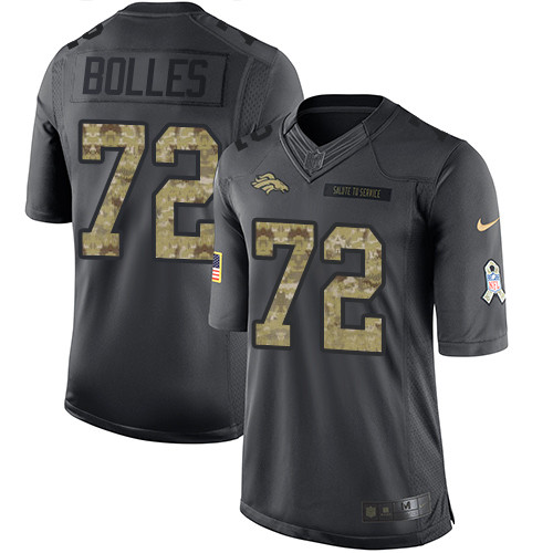 Men's Nike Denver Broncos #72 Garett Bolles Limited Black 2016 Salute to Service NFL Jersey