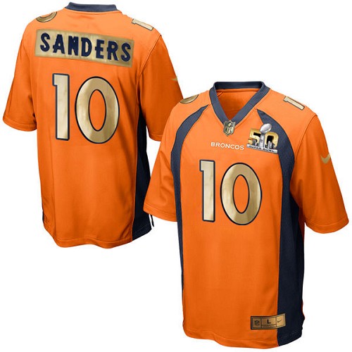 Men's Nike Denver Broncos #10 Emmanuel Sanders Game Orange Super Bowl 50 Collection NFL Jersey