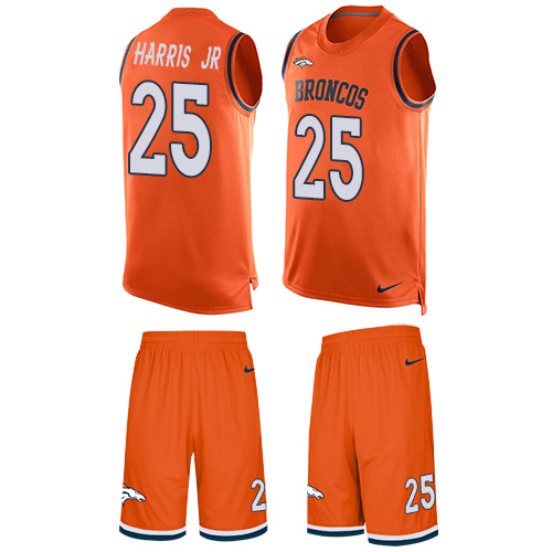 Men's Nike Denver Broncos #25 Chris Harris Jr Limited Orange Tank Top Suit NFL Jersey