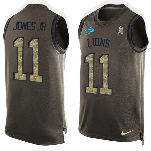 Men's Nike Detroit Lions #11 Marvin Jones Jr Limited Green Salute to Service Tank Top NFL Jersey