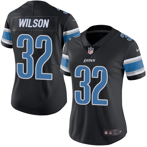Women's Nike Detroit Lions #32 Tavon Wilson Limited Black Rush Vapor Untouchable NFL Jersey