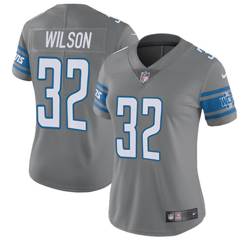 Women's Nike Detroit Lions #32 Tavon Wilson Limited Steel Rush Vapor Untouchable NFL Jersey