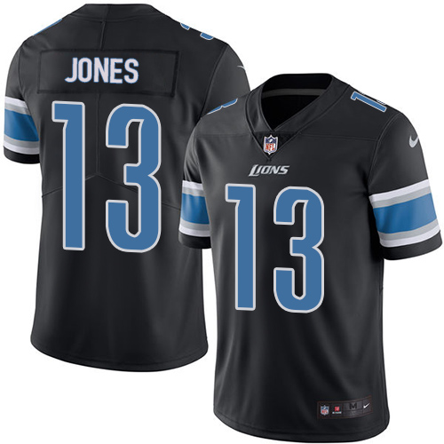 Men's Nike Detroit Lions #13 T.J. Jones Limited Black Rush Vapor Untouchable NFL Jersey