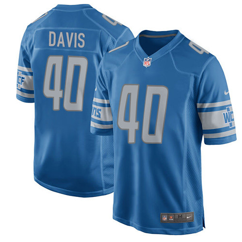 Men's Nike Detroit Lions #40 Jarrad Davis Game Blue Team Color NFL Jersey