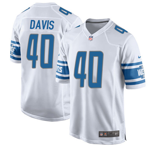 Men's Nike Detroit Lions #40 Jarrad Davis Game White NFL Jersey
