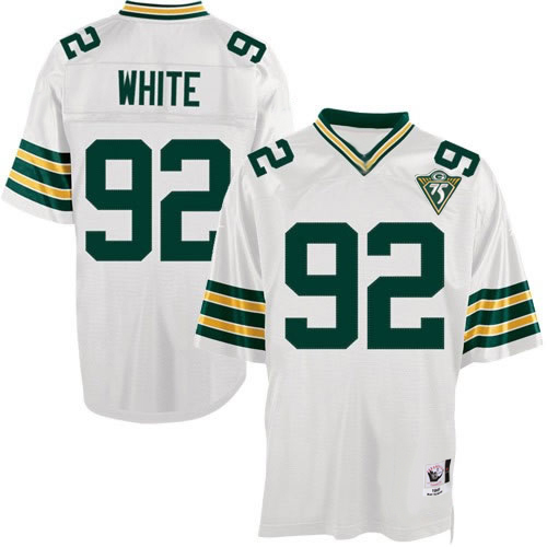 Mitchell and Ness Green Bay Packers #92 Reggie White Authentic White Throwback NFL Jersey
