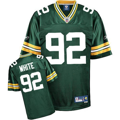 Reebok Green Bay Packers #92 Reggie White Green Team Color Replica Throwback NFL Jersey