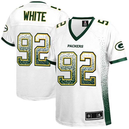 Women's Nike Green Bay Packers #92 Reggie White Elite White Drift Fashion NFL Jersey