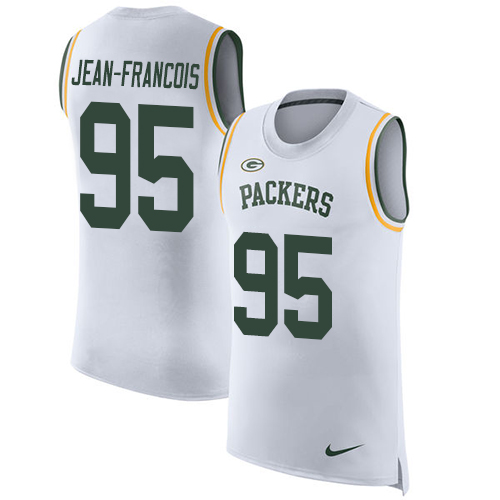 Men's Nike Green Bay Packers #95 Ricky Jean-Francois White Rush Player Name & Number Tank Top NFL Jersey