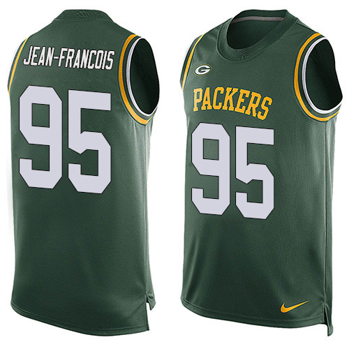 Men's Nike Green Bay Packers #95 Ricky Jean-Francois Limited Green Player Name & Number Tank Top NFL Jersey