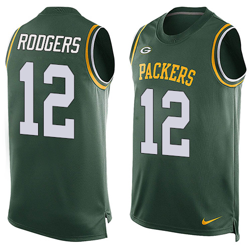Men's Nike Green Bay Packers #12 Aaron Rodgers Limited Green Player Name & Number Tank Top NFL Jersey