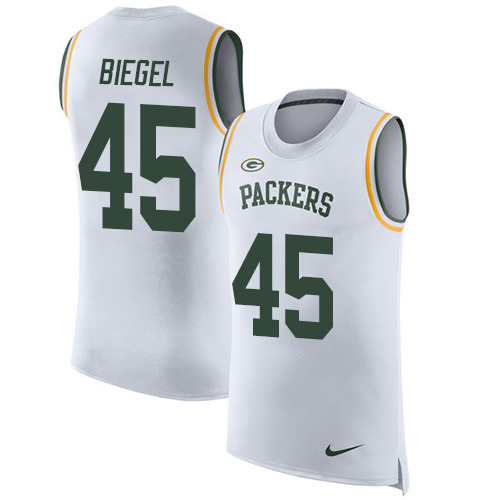 Men's Nike Green Bay Packers #45 Vince Biegel White Rush Player Name & Number Tank Top NFL Jersey