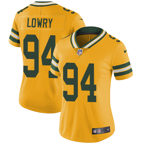 Women's Nike Green Bay Packers #94 Dean Lowry Limited Gold Rush Vapor Untouchable NFL Jersey