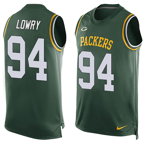 Men's Nike Green Bay Packers #94 Dean Lowry Limited Green Player Name & Number Tank Top NFL Jersey