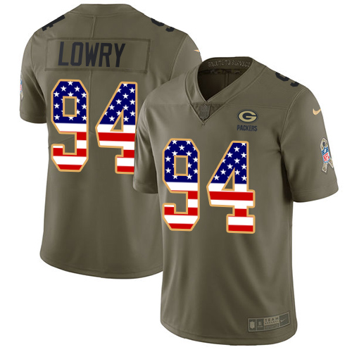 Men's Nike Green Bay Packers #94 Dean Lowry Limited Olive/Gold 2017 Salute to Service NFL Jersey