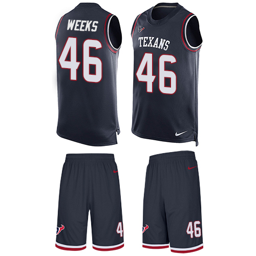 Men's Nike Houston Texans #46 Jon Weeks Limited Navy Blue Tank Top Suit NFL Jersey