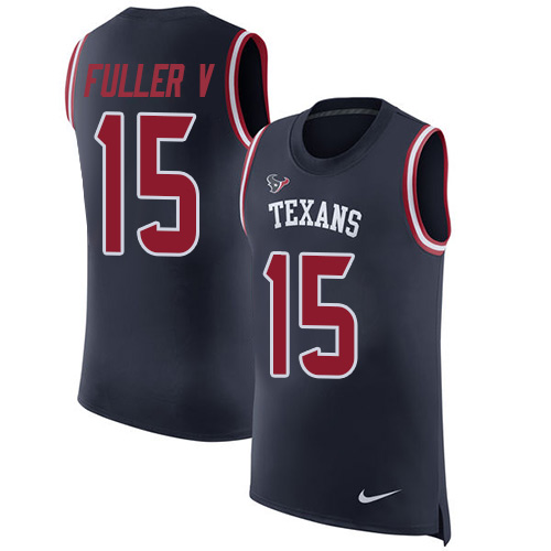 Men's Nike Houston Texans #15 Will Fuller V Navy Blue Rush Player Name & Number Tank Top NFL Jersey