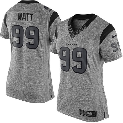 Women's Nike Houston Texans #99 J.J. Watt Limited Gray Gridiron NFL Jersey