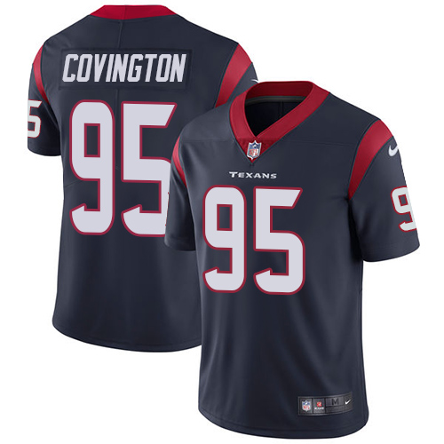 Men's Nike Houston Texans #95 Christian Covington Navy Blue Team Color Vapor Untouchable Limited Player NFL Jersey