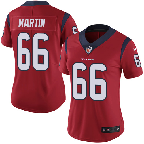 Women's Nike Houston Texans #66 Nick Martin Red Alternate Vapor Untouchable Elite Player NFL Jersey