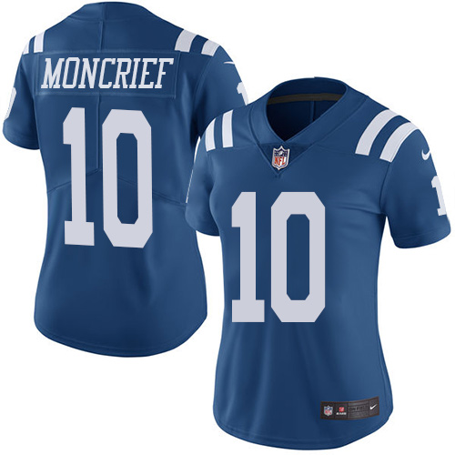 Women's Nike Indianapolis Colts #10 Donte Moncrief Limited Royal Blue Rush Vapor Untouchable NFL Jersey