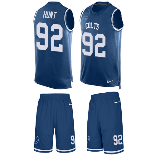 Men's Nike Indianapolis Colts #92 Margus Hunt Limited Royal Blue Tank Top Suit NFL Jersey