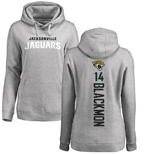 NFL Women's Nike Jacksonville Jaguars #14 Justin Blackmon Ash Backer Pullover Hoodie