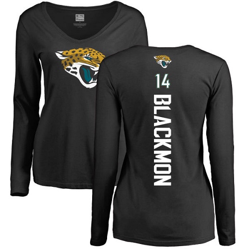 NFL Women's Nike Jacksonville Jaguars #14 Justin Blackmon Black Backer Slim Fit Long Sleeve T-Shirt