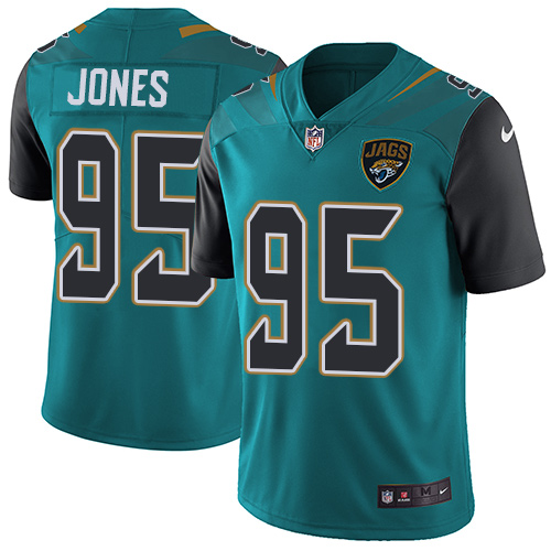 Youth Nike Jacksonville Jaguars #95 Abry Jones Teal Green Team Color Vapor Untouchable Limited Player NFL Jersey