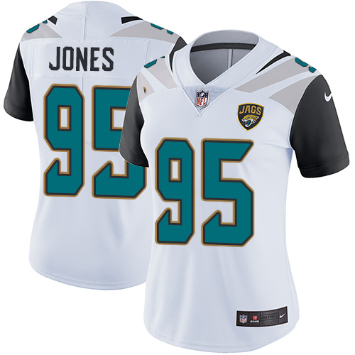 Women's Nike Jacksonville Jaguars #95 Abry Jones White Vapor Untouchable Limited Player NFL Jersey