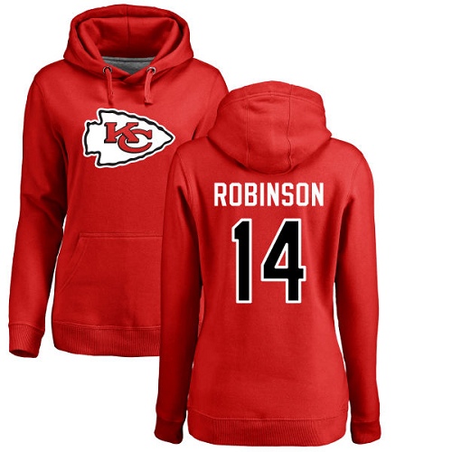 NFL Women's Nike Kansas City Chiefs #14 Demarcus Robinson Red Name & Number Logo Pullover Hoodie