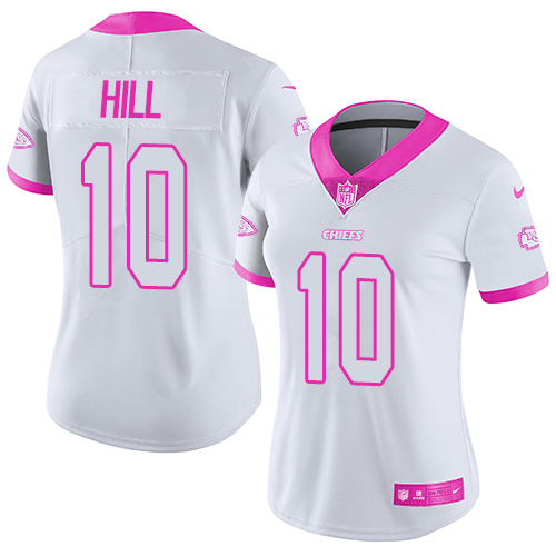 Women's Nike Kansas City Chiefs #10 Tyreek Hill Limited White/Pink Rush Fashion NFL Jersey