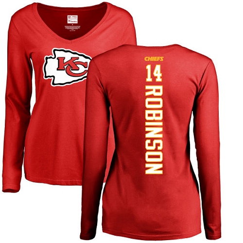 NFL Women's Nike Kansas City Chiefs #14 Demarcus Robinson Red Backer Slim Fit Long Sleeve T-Shirt