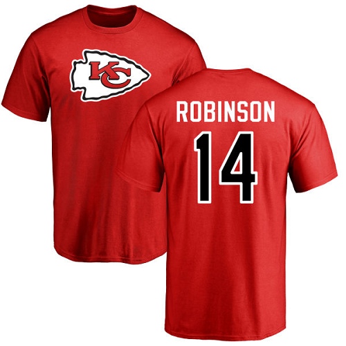 NFL Nike Kansas City Chiefs #14 Demarcus Robinson Red Name & Number Logo T-Shirt