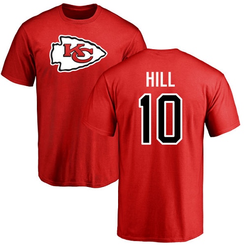 NFL Nike Kansas City Chiefs #10 Tyreek Hill Red Name & Number Logo T-Shirt