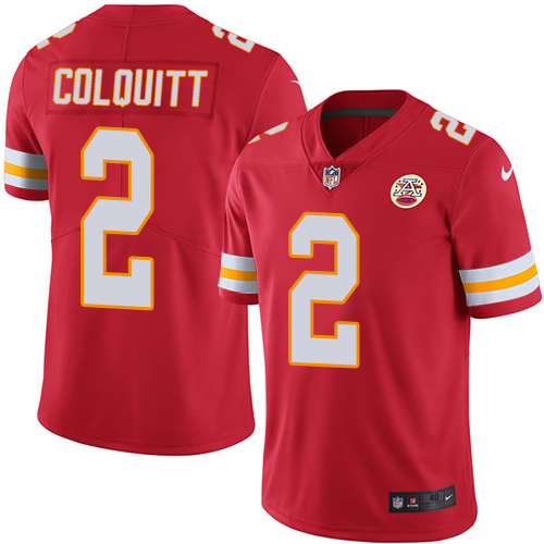 Men's Nike Kansas City Chiefs #2 Dustin Colquitt Red Team Color Vapor Untouchable Limited Player NFL Jersey