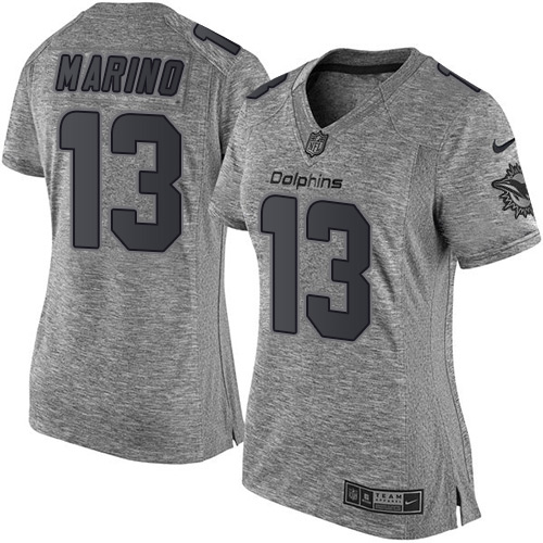 Women's Nike Miami Dolphins #13 Dan Marino Limited Gray Gridiron NFL Jersey