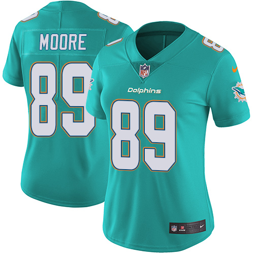 Women's Nike Miami Dolphins #89 Nat Moore Aqua Green Team Color Vapor Untouchable Limited Player NFL Jersey