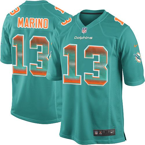 Youth Nike Miami Dolphins #13 Dan Marino Limited Aqua Green Strobe NFL Jersey