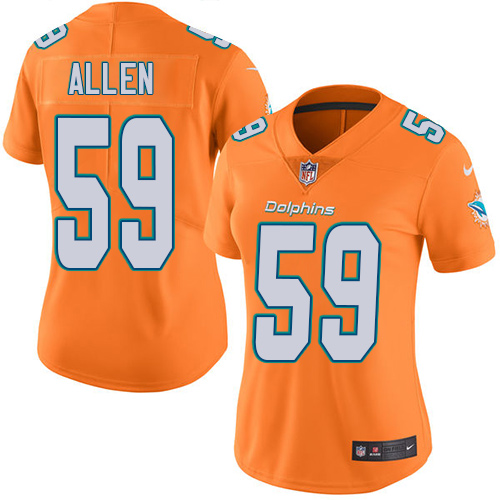 Women's Nike Miami Dolphins #59 Chase Allen Limited Orange Rush Vapor Untouchable NFL Jersey
