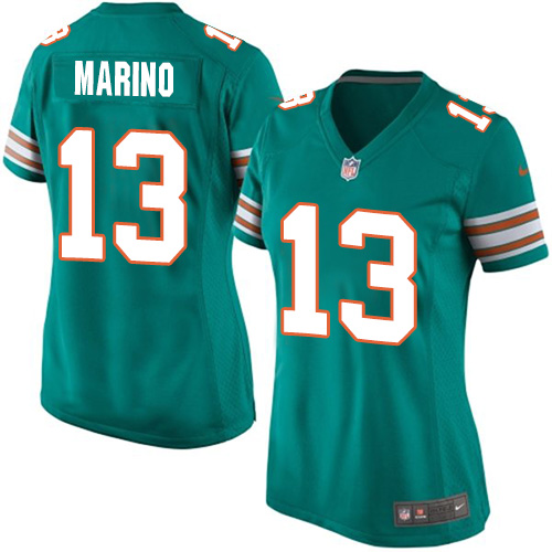 Women's Nike Miami Dolphins #13 Dan Marino Game Aqua Green Alternate NFL Jersey