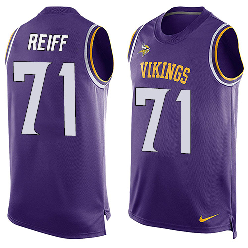 Men's Nike Minnesota Vikings #71 Riley Reiff Limited Purple Player Name & Number Tank Top NFL Jersey