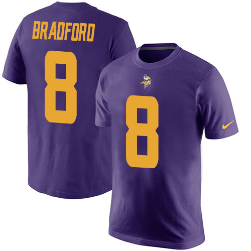 NFL Nike Minnesota Vikings #8 Sam Bradford Purple Rush Pride Name & Number T-Shirt
