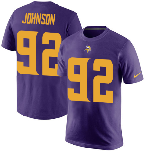 NFL Nike Minnesota Vikings #92 Tom Johnson Purple Rush Pride Name & Number T-Shirt