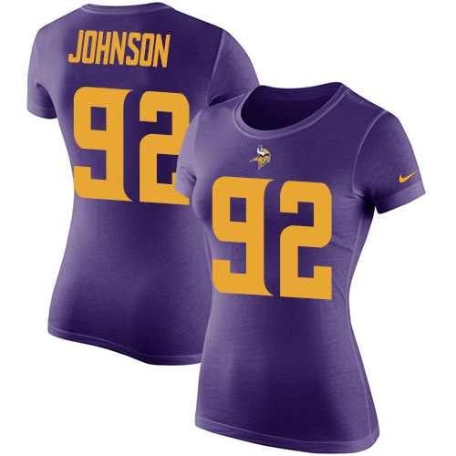 NFL Women's Nike Minnesota Vikings #92 Tom Johnson Purple Rush Pride Name & Number T-Shirt