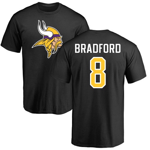 NFL Nike Minnesota Vikings #8 Sam Bradford Black Name & Number Logo T-Shirt