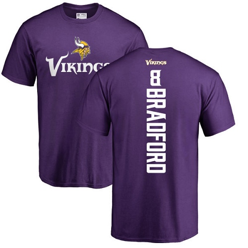 NFL Nike Minnesota Vikings #8 Sam Bradford Purple Backer T-Shirt