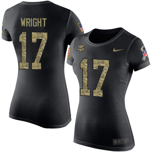 NFL Women's Nike Minnesota Vikings #17 Jarius Wright Black Camo Salute to Service T-Shirt